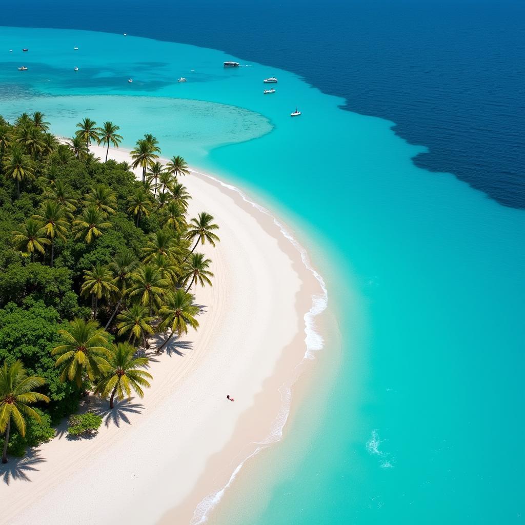 Pristine beach with azure waters