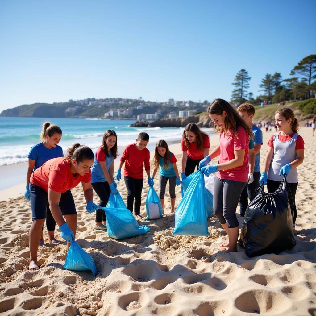 Beach cleanup initiative at Bondi Beach, Sydney