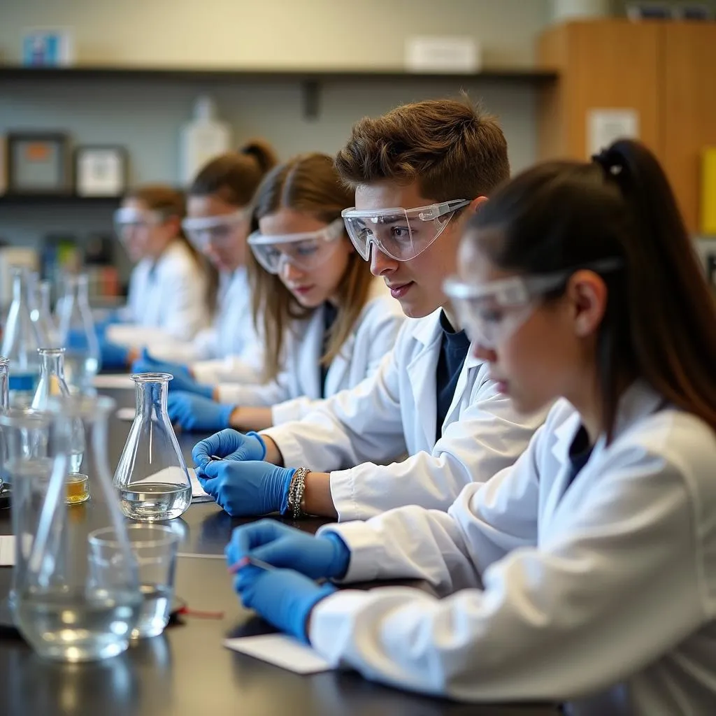 Students conducting a biology experiment