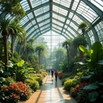 Conservatory in a botanical garden