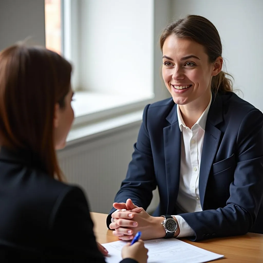 Person maintaining calm demeanor during IELTS speaking interview