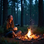 Person enjoying camping in nature