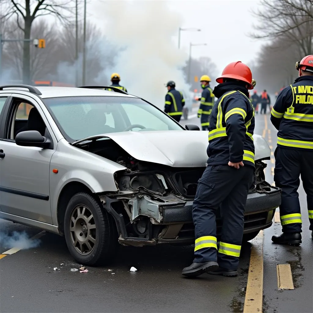 Car accident with a trapped driver