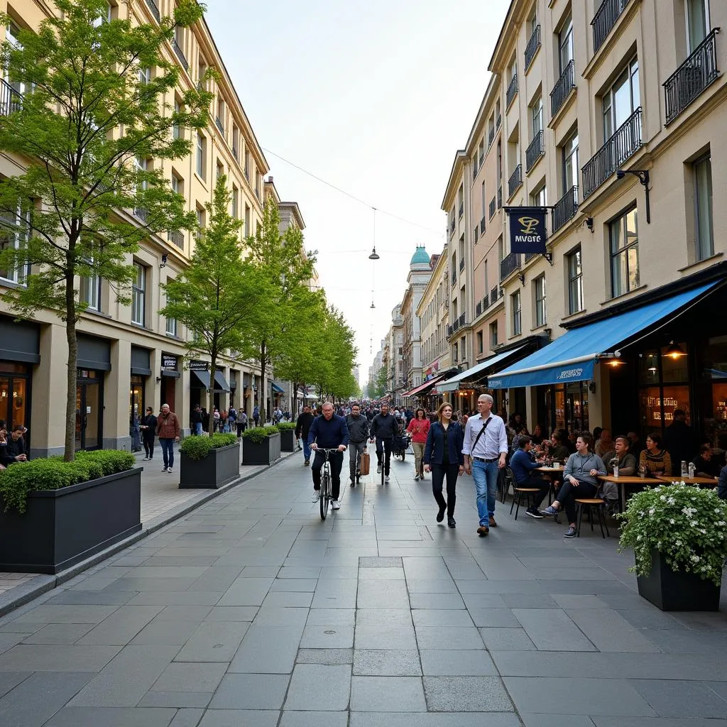 Car-free zone in a city center