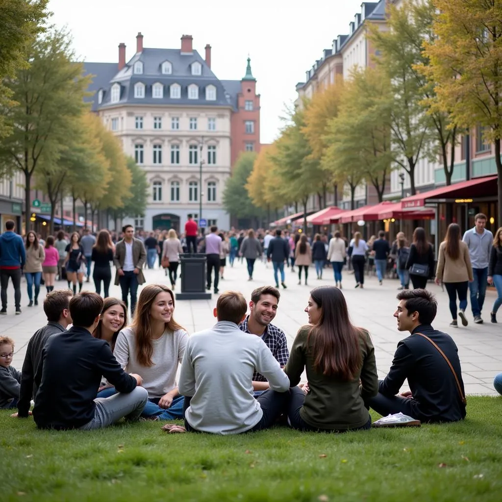 Friends meeting in Central Square