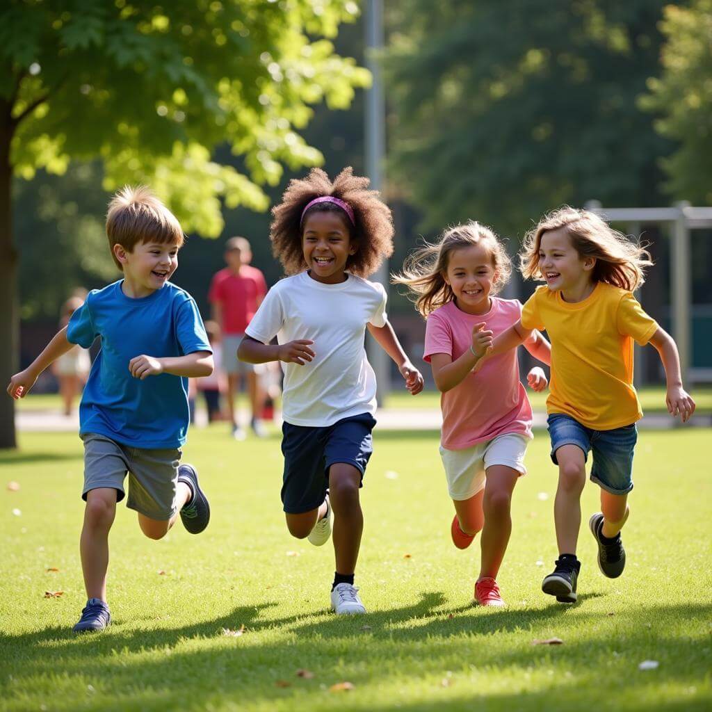 Children playing outdoor games with friends