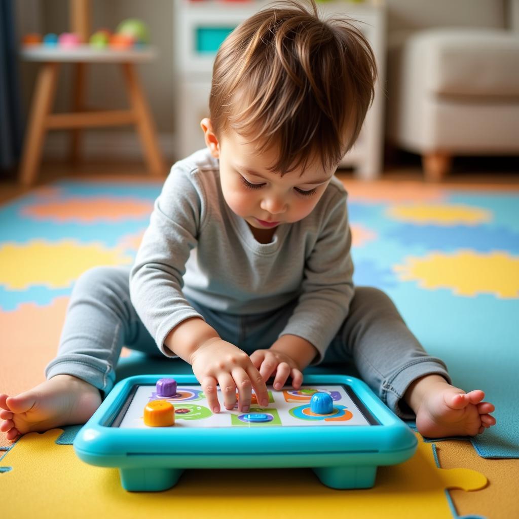 Child engaged with an interactive educational toy