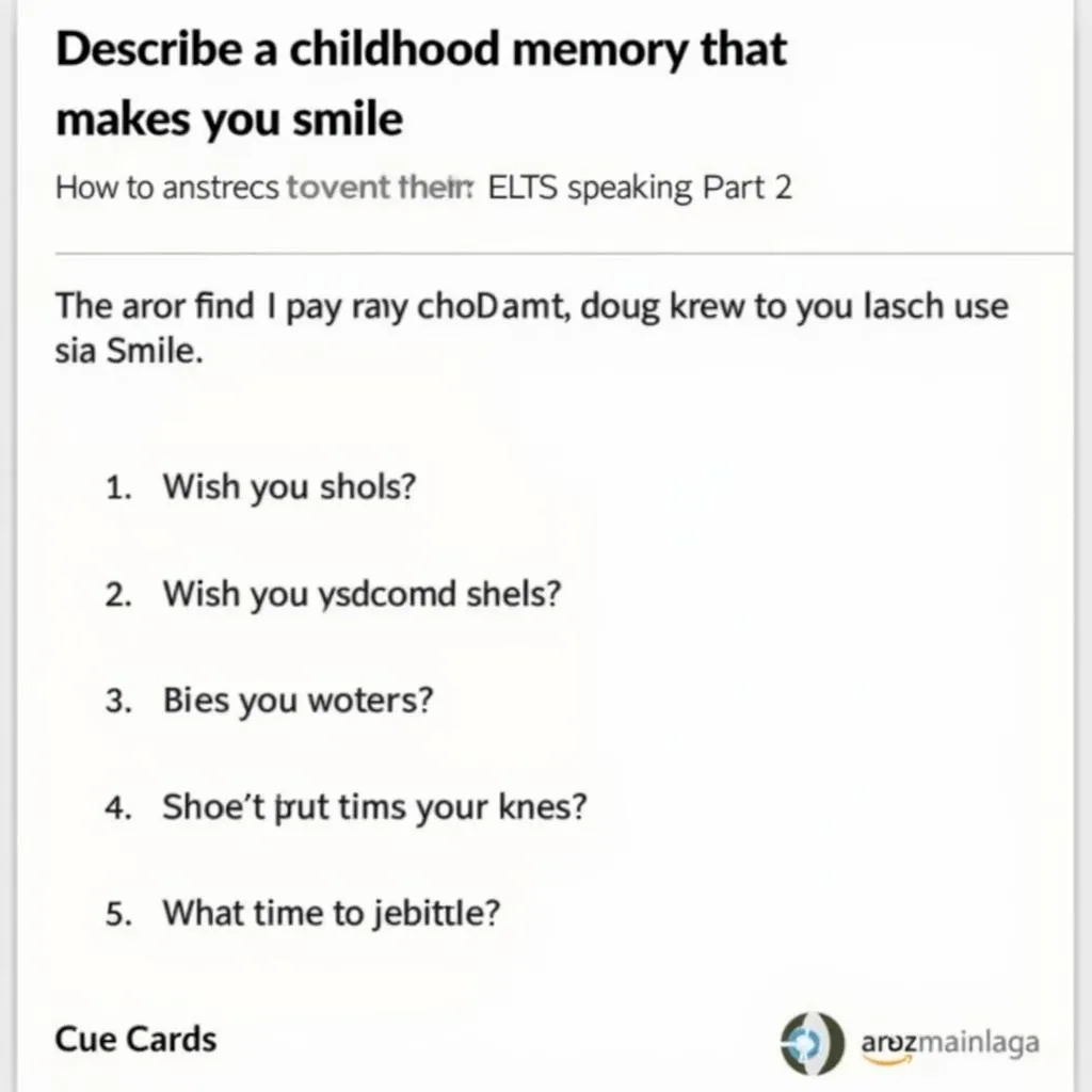 IELTS Speaking cue card for childhood memory