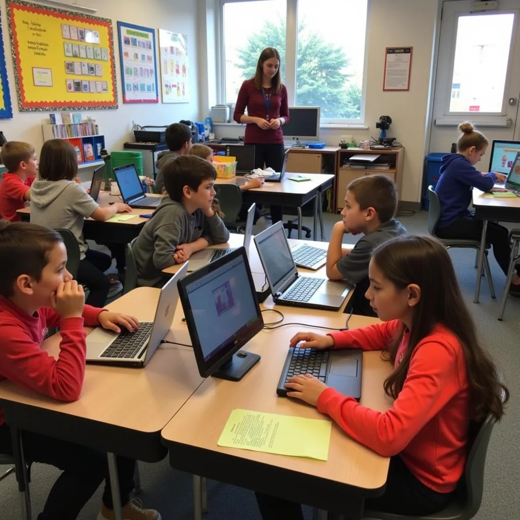 Children Learning Coding in Classroom