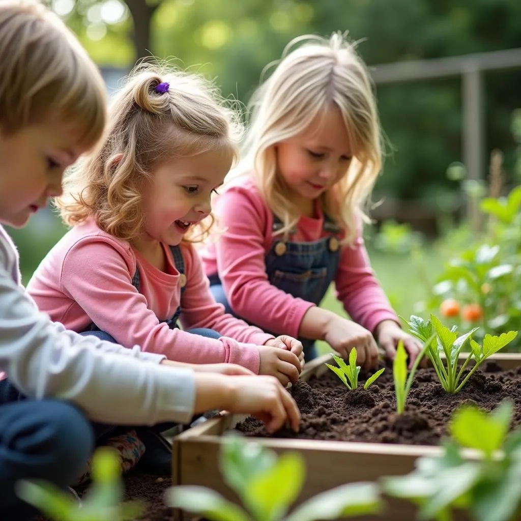 Children Learning Gardening