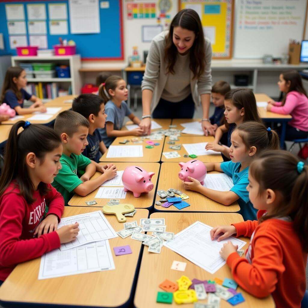 Children learning money management skills