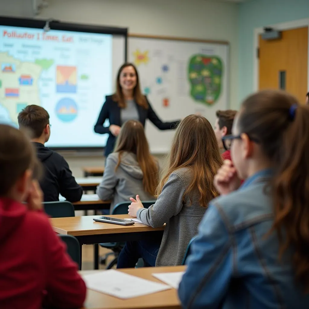 Classroom discussion on environmental issues