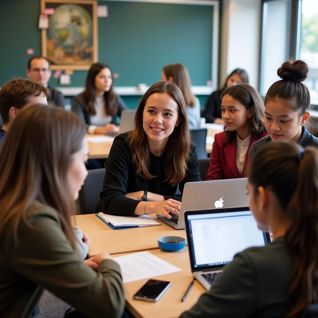 Students and teacher in classroom