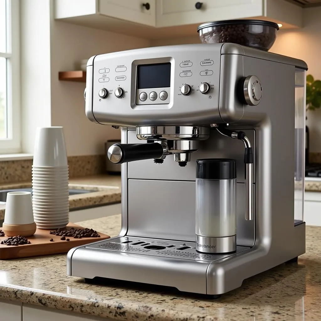 Modern coffee machine on kitchen counter