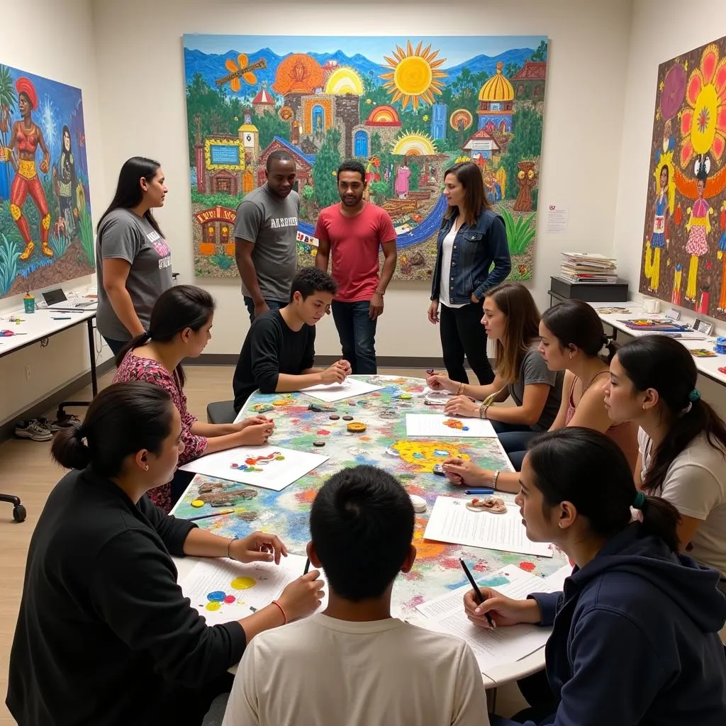 Collaborative art workshop addressing social change