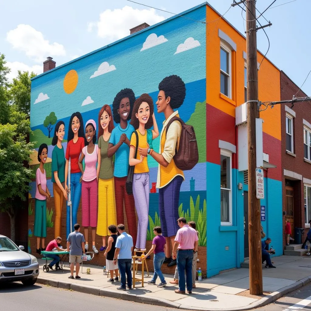 Collaborative art mural addressing social issues