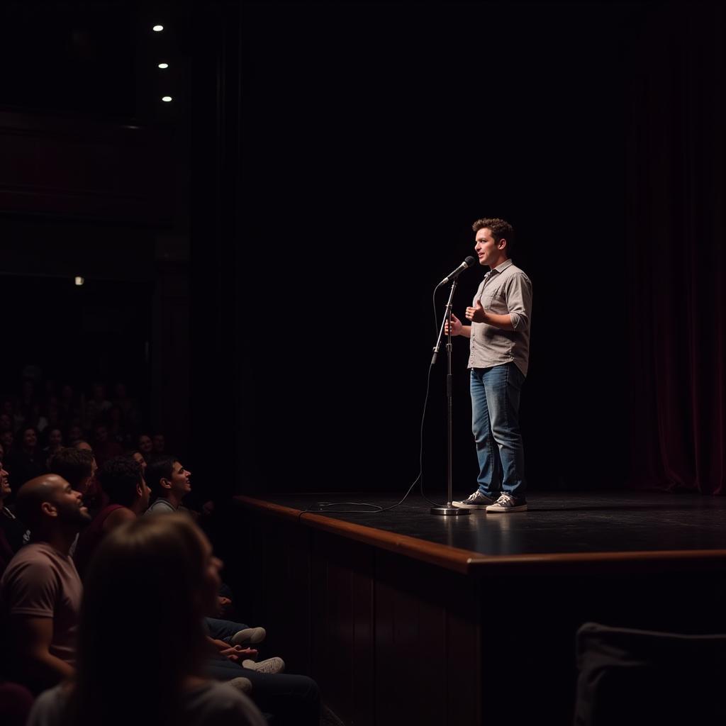 Comedian performing on stage