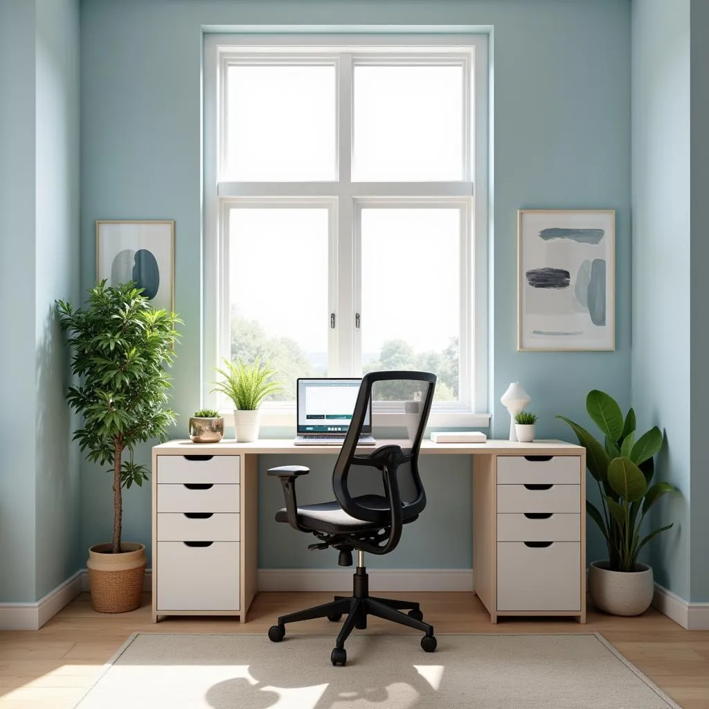 Comfortable home office setup for IELTS speaking