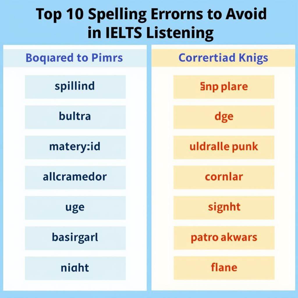 Common spelling errors in IELTS Listening Test