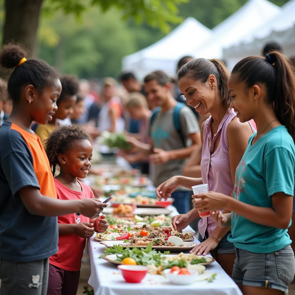 Community event fostering diverse group interaction