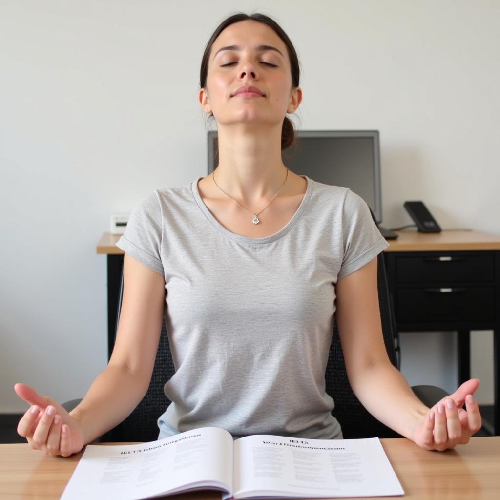 IELTS candidate using concentration techniques during listening practice