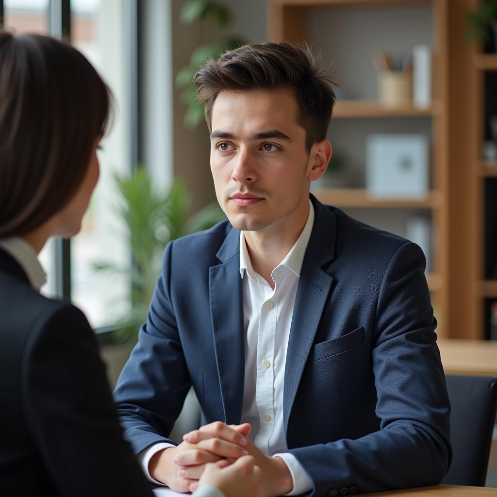 Confident candidate during job interview