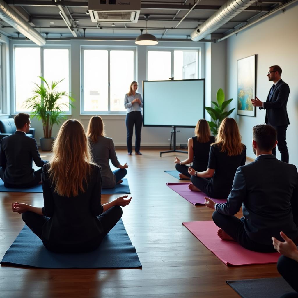 Corporate mindfulness workshop in progress