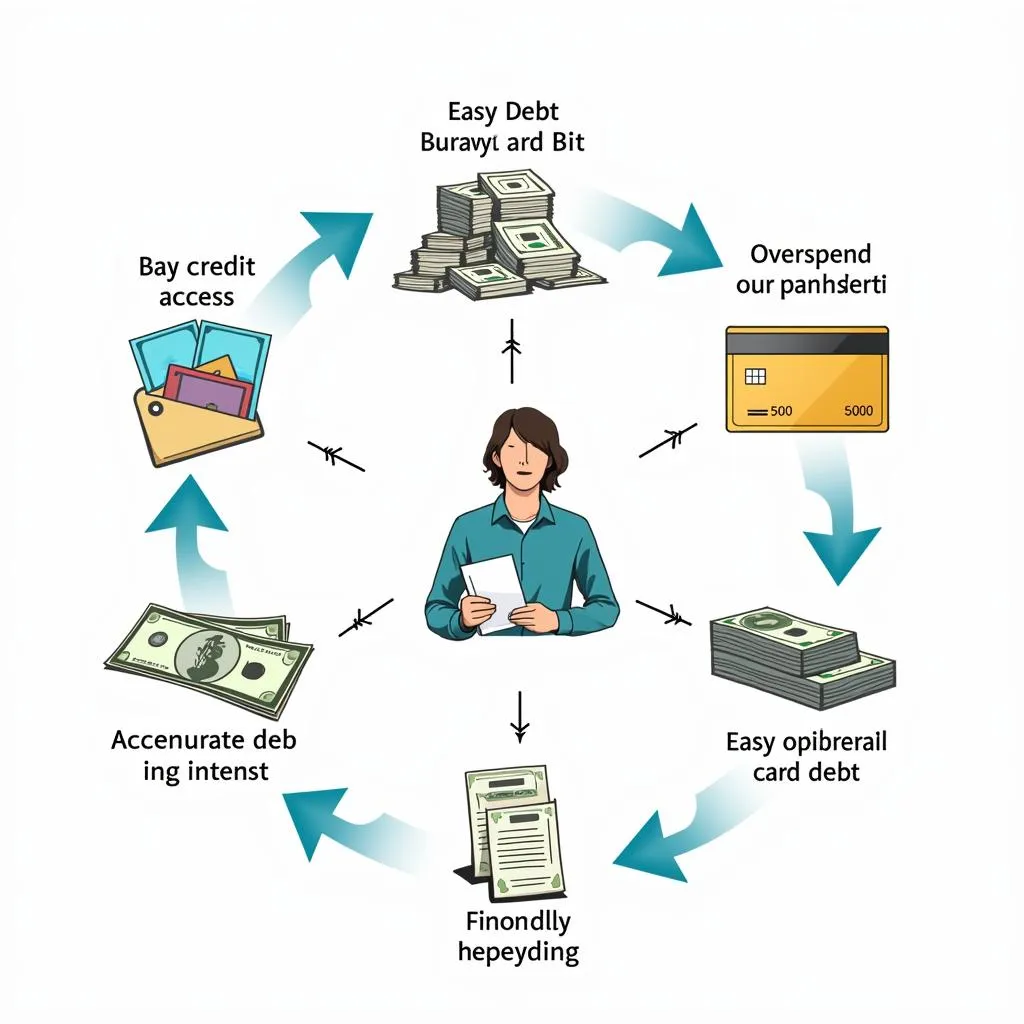 Credit card debt cycle illustration