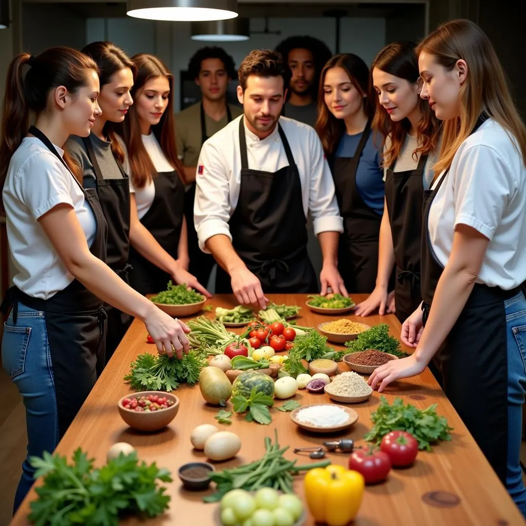 Culinary students exploring local ingredients