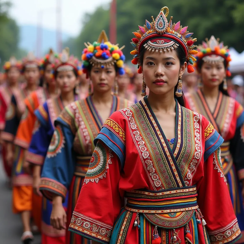 Colorful traditional costumes at cultural festival