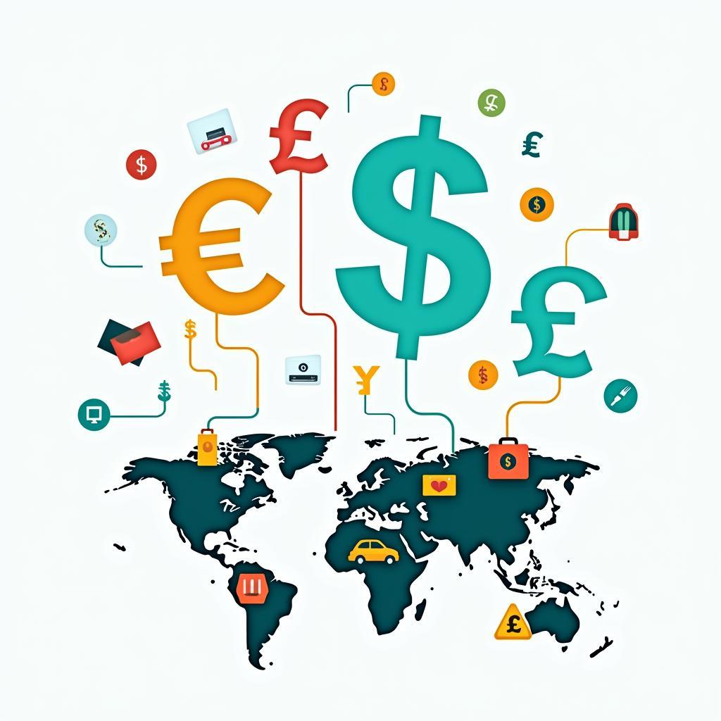 Currency exchange and global trade illustration