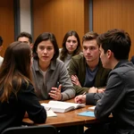 Students participate in a lively debate society meeting