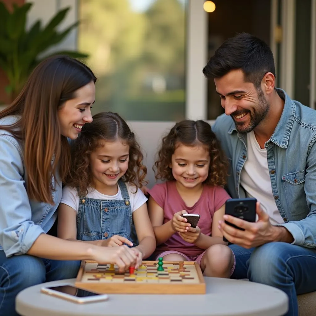 Family enjoying device-free time together