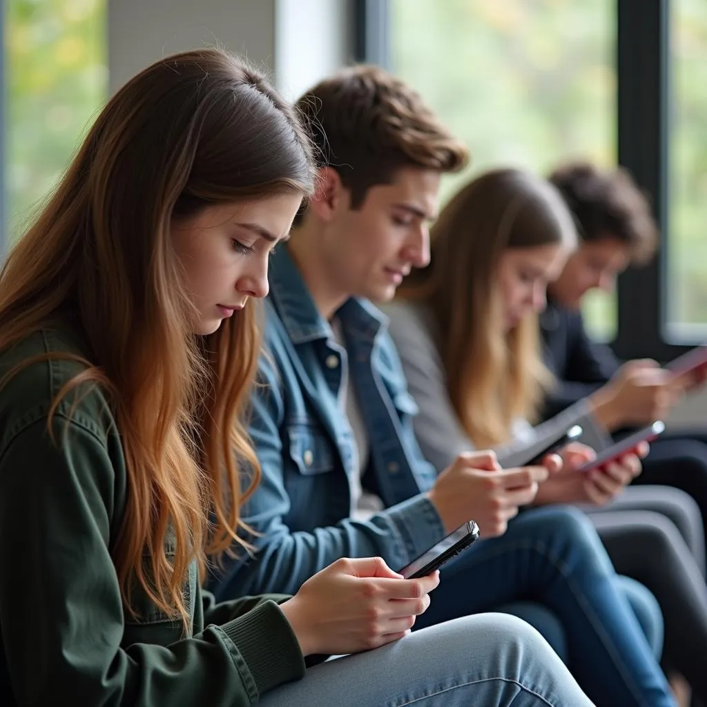 Students using smartphones