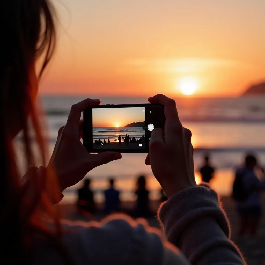 Person taking photo with smartphone