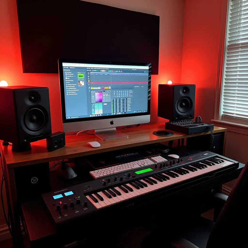 Digital music production studio setup