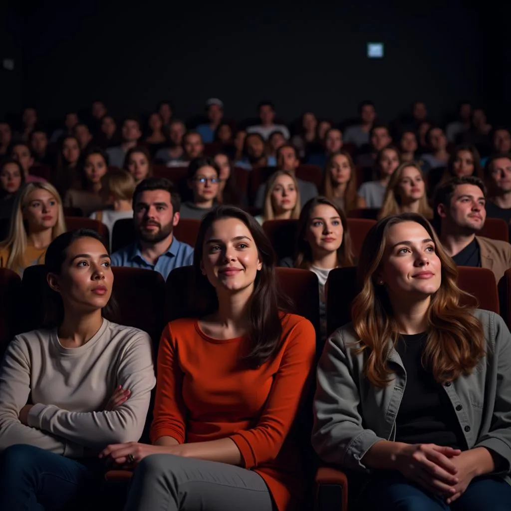 Diverse audience watching an international film