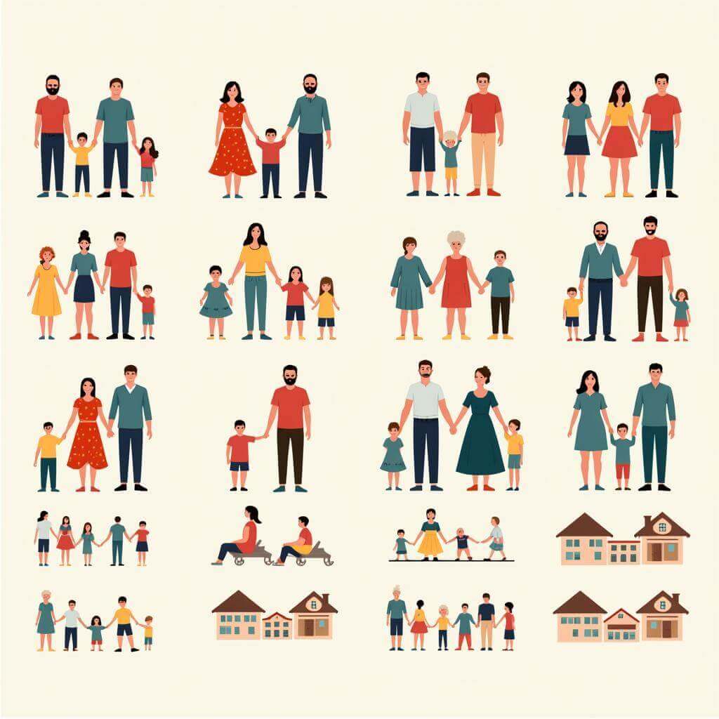 Diverse family structures illustration