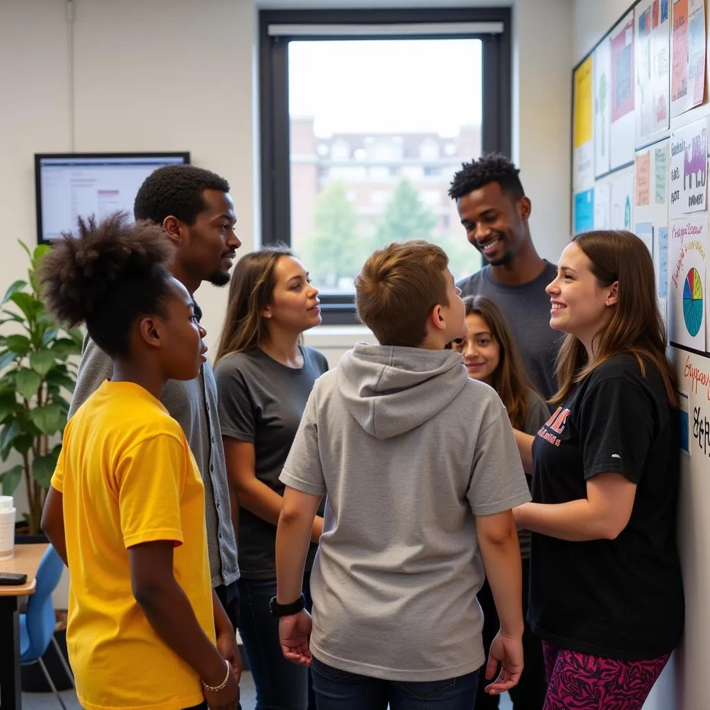 Diverse student group working on collaborative project