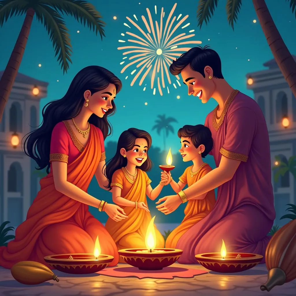 Family celebrating Diwali together