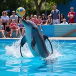 Dolphin intelligence demonstration at marine park