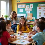 Children learning foreign languages in primary school