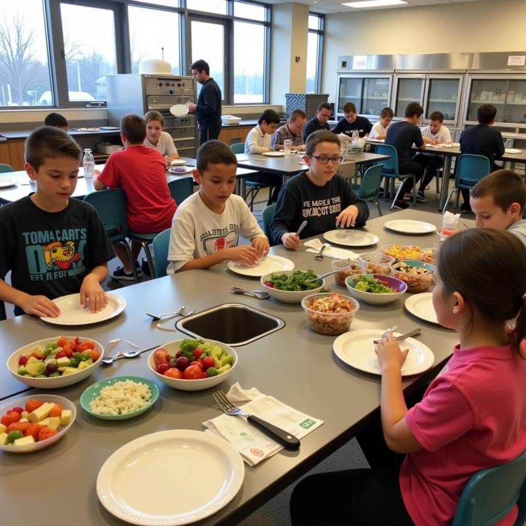 Eco-friendly practices in school cafeteria