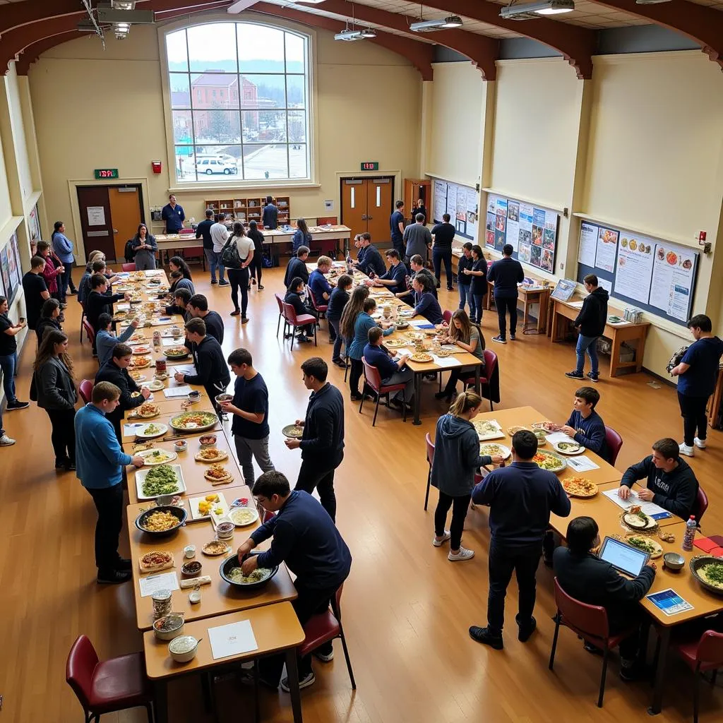 Students learning at an educational food festival