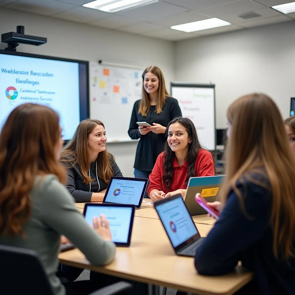 Students engaged with educational technology