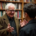 Elderly gentleman in bookstore