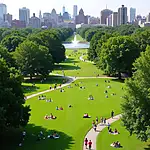 A picturesque park in the heart of a bustling city