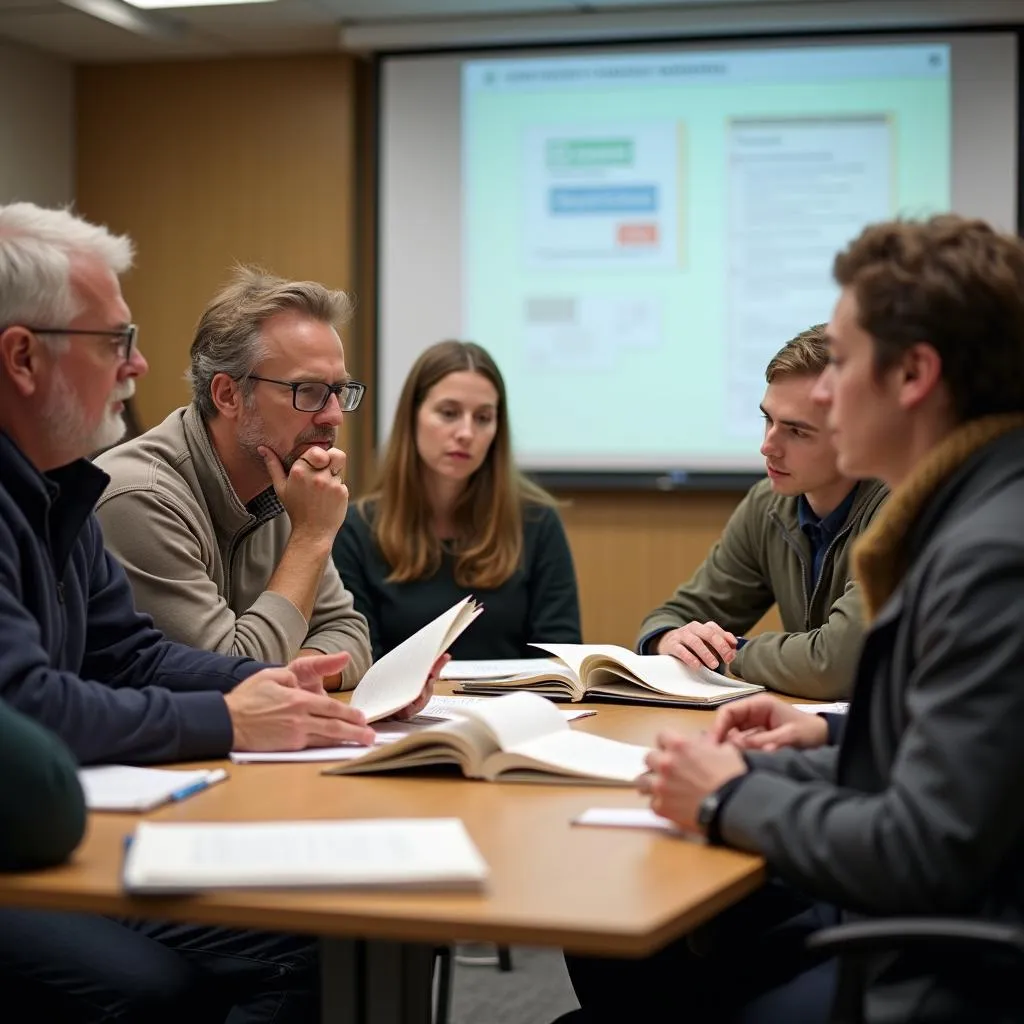 Students participating in an environmental economics seminar