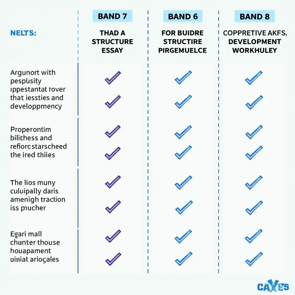 IELTS essay comparison chart showing band score differences