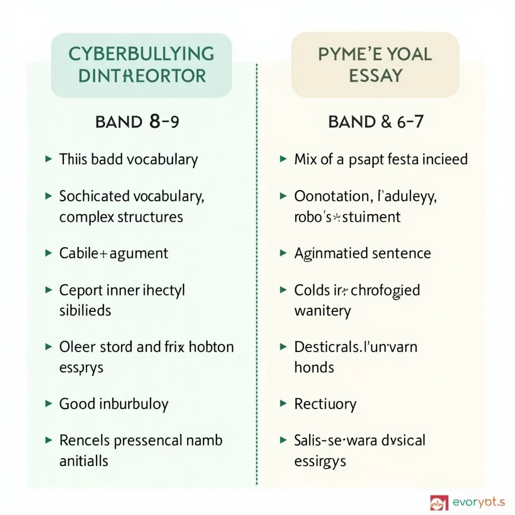 Comparison of band scores for cyberbullying laws essays